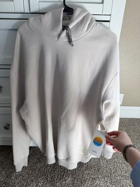 Neutral Cream Pullover Hoodie - Minimal Cozy Style